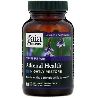 Gaia Herbs, アドレナルヘルス、 ナイトly リストア、 120 ヴィーガン液体フィトカプセル