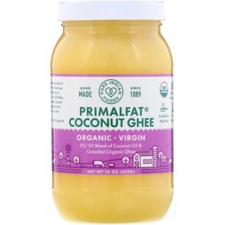 Pure Indian Foods, オーガニック＆バージンプリマルファットココナッツギー、425g（15oz）