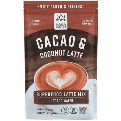 Hana Beverages, カカオ＆ココナッツラテ、ノンコーヒースーパーフードビバレッジ、454 g（16 oz）