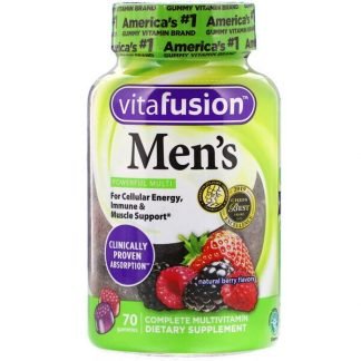 VitaFusion, 男性用コンプリートマルチビタミン、天然ベリー風味、グミ70粒