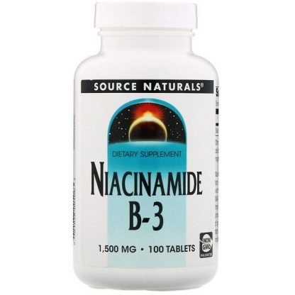 Source Naturals, ナイアシンアミド、B3、1,500mg、100錠