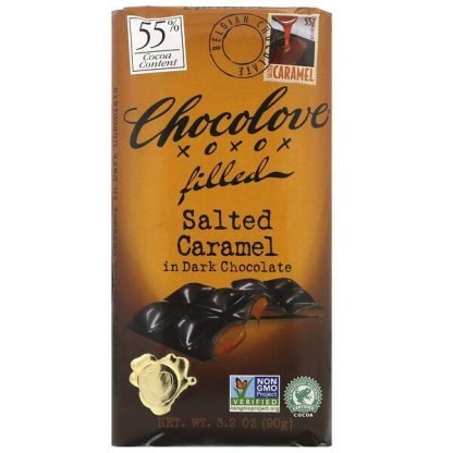 Chocolove, Chocolate Filled Salted Caramel in Dark Chocolate, 3.2 oz (90 g)