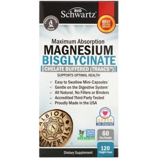 BioSchwartz, 高吸収マグネシウムビスグリシネート、ミニカプセル120粒