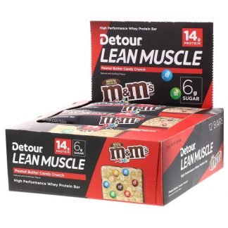 Detour, リーンマッスルバー、チョコキャンディクランチM&M's、12本入り、各55g
