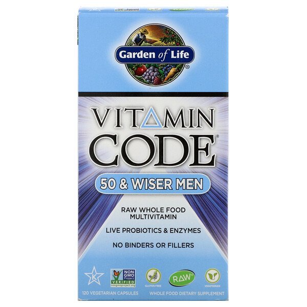 Garden of Life, Vitamin Code, 50 & Wiser Men, 120 Vegetarian Capsules
