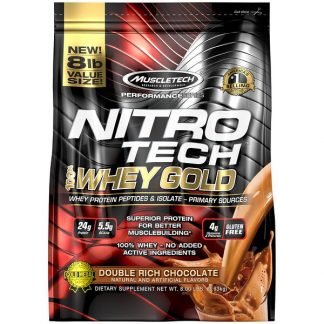 Muscletech, ニトロテック、100％ホエイゴールド、ホエイプロテインパウダー、ダブルリッチチョコレート、3.63 kg