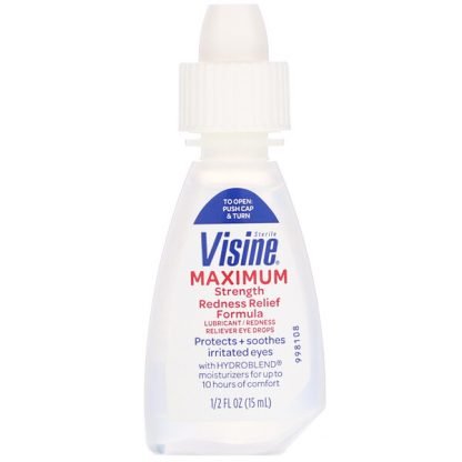 Visine, 潤滑剤、 赤み緩和目薬、 無菌、 マキシマム 強力、 1/2 fl oz (15 ml)