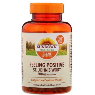 Sundown Naturals, フィーリングポジティブ、セントジョンズワート、300mg、カプセル150粒