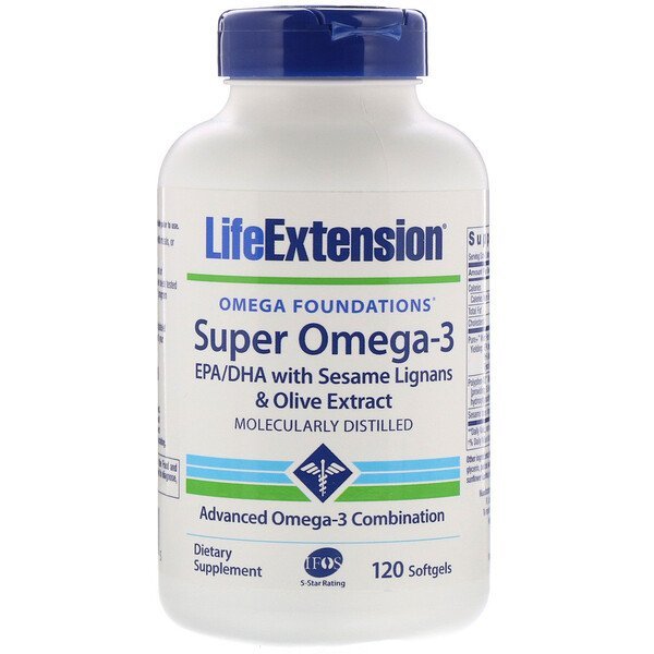 Life Extension, オメガファンデーション、スーパーオメガ3、ソフトジェル120粒