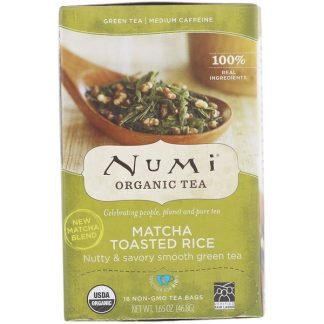 Numi Tea, Organic Tea, Green Tea, Matcha Toasted Rice, 18 Non-GMO Tea Bags, 1.65 oz (46.8 g) Each (Discontinued Item)