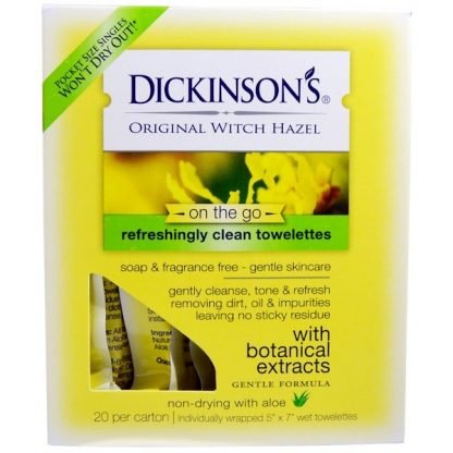 Dickinson Brands, どこでもウィッチヘーゼル, リフレッシュできるきれいなトイレ, 1箱20個入り, 各サイズ5" x 7"