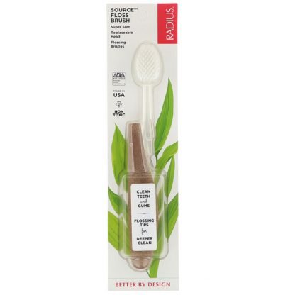RADIUS, Source Floss Toothbrush, Super Soft, 1 Replaceable Head Toothbrush