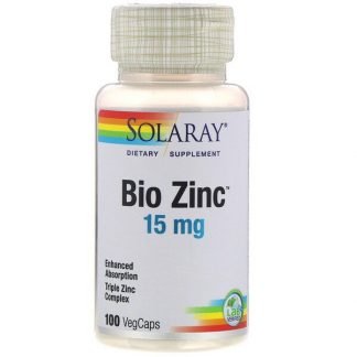Solaray, バイオ亜鉛、15 mg、植物性カプセル100粒