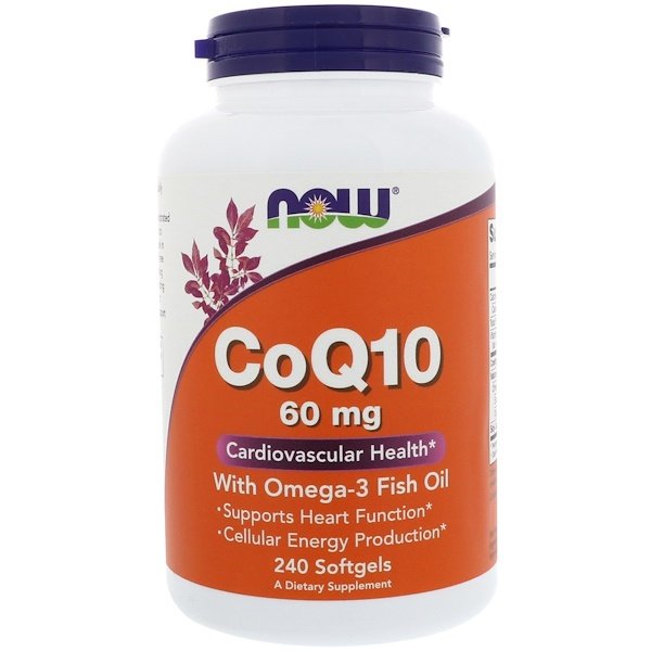 Now Foods, オメガ3フィッシュオイル入りコエンザイムQ10, 60 mg, 240ソフトゼリー
