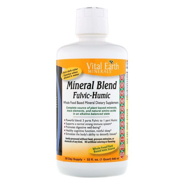 Vital Earth Minerals, ミネラルブレンド フルボ-フミン(Mineral Blend Fulvic-Humic), 32液量オンス(946 ml)