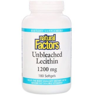 Natural Factors, 未漂白レシチン、 1200 mg、 180ソフトジェル