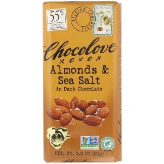 Chocolove, アーモンド & シーソルト イン ダークチョコレート, 3.2 oz (90 g)