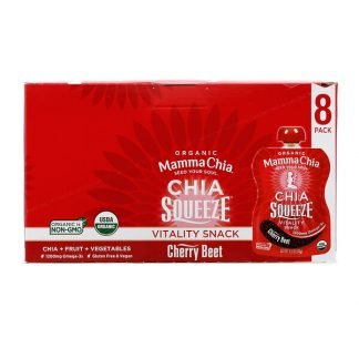 Mamma Chia, Organic Chia Squeeze, Vitality Snack, Cherry Beet, 8 Squeezes, 3.5 oz (99 g) Each