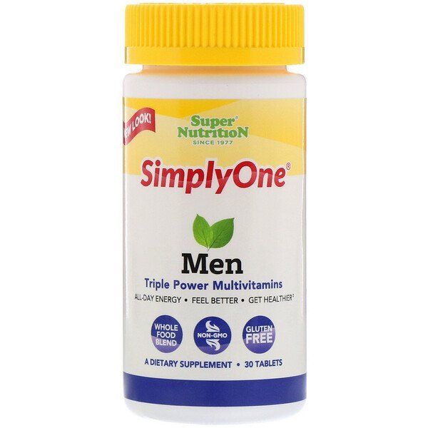 Super Nutrition, シンプリーワン、男性用トリプルパワーマルチビタミン、30錠