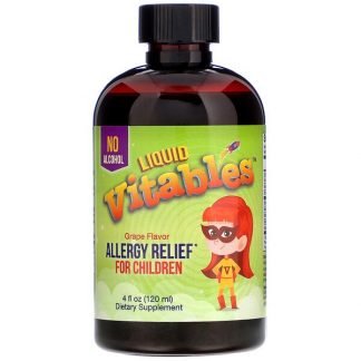 Vitables, 子ども用リキッドアレルギーリリーフ、アルコールフリー、ブドウ風味、120ml（4fl oz）
