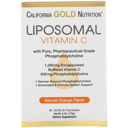 California Gold Nutrition, リポソームビタミンC、天然オレンジ風味、1000mg、30袋、各5.7ml（0.2oz）