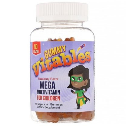 Vitables, 子ども用メガマルチビタミン、ゼラチン不使用、ラズベリー風味、植物性グミ60粒