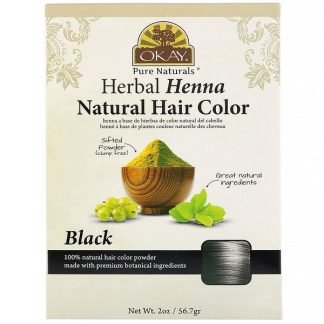 Okay, ハーバルヘナナチュラルヘアカラー、ブラック、2oz（56.7g）