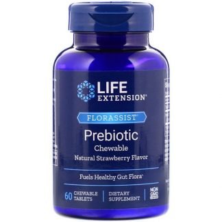 Life Extension, フローラシスト、プレバイオティック・チュアブル、天然ストロベリー味、60チュアブル錠
