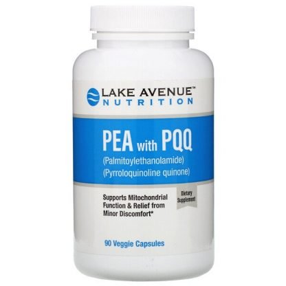 Lake Avenue Nutrition, PQQ配合PEA（パルミトイルエタノールアミド）、植物性カプセル90粒