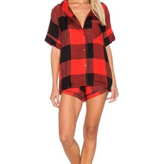 ウルトラソフトバッファローチェックパジャマセット,Plush