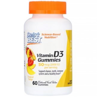 Doctor's Best, ビタミンD3グミ、トロピカルタンゴ、50mcg、60粒