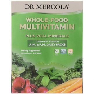 Dr. Mercola, ホールフードマルチビタミンAM＆PMデイリーパック、30日分（2個組）
