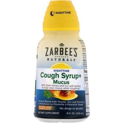 Zarbee's, NightTimeコフシロップ＋鼻づまり、天然ハチミツレモン、236ml