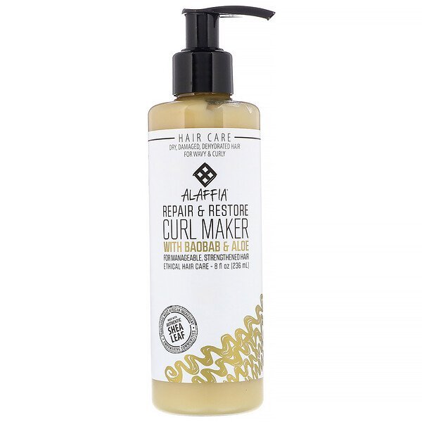 Alaffia, リペア&リストア、カールメーカーウィズバオバブアンドアロエ、236mL(8fl oz)