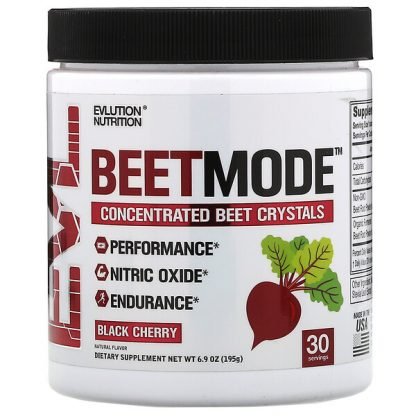 EVLution Nutrition, BEETMODE（ビートモード）、濃縮ビートクリスタル、ブラックチェリー、195g（6.9oz）