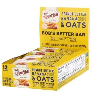 Bob's Red Mill, Bob's Better Bar, Peanut Butter Banana & Oats, 12 Bars, 1.76 oz (50 g) Each