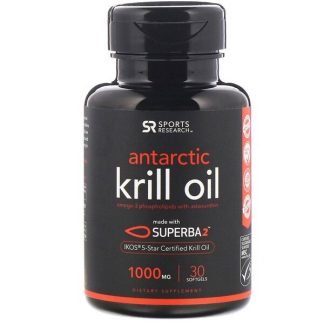 Sports Research, 南極オキアミオイル、アスタキサンチン配合、1,000mg、ソフトジェル30粒