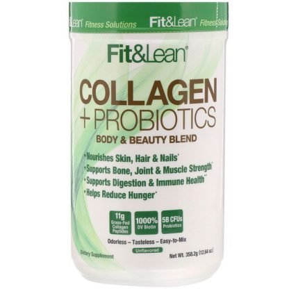Fit & Lean, コラーゲン＋プロバイオティクス、無香料、358.2 g（12.64 oz）