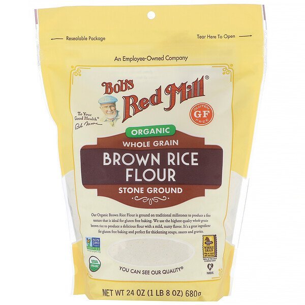 Bob's Red Mill, オーガニックブラウンライスフラワー、全粒、グルテンフリー、680 g(24 oz)