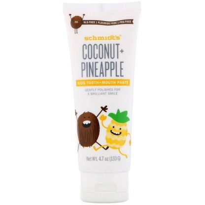 Schmidt's Naturals, Kids Tooth + Mouth Paste, Coconut + Pineapple, 4.7 oz (133 g)