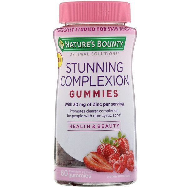 Nature's Bounty, オプティマルソリューションズ、魅力的な肌色、ミックスベリー味、60粒