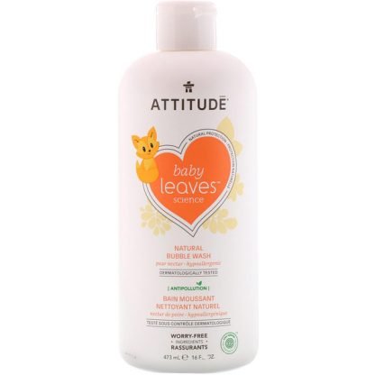 ATTITUDE, ベビーリーフサイエンス、ナチュラルバブルウォッシュ、ナシネクター、16液量オンス (473 ml) (Discontinued Item)