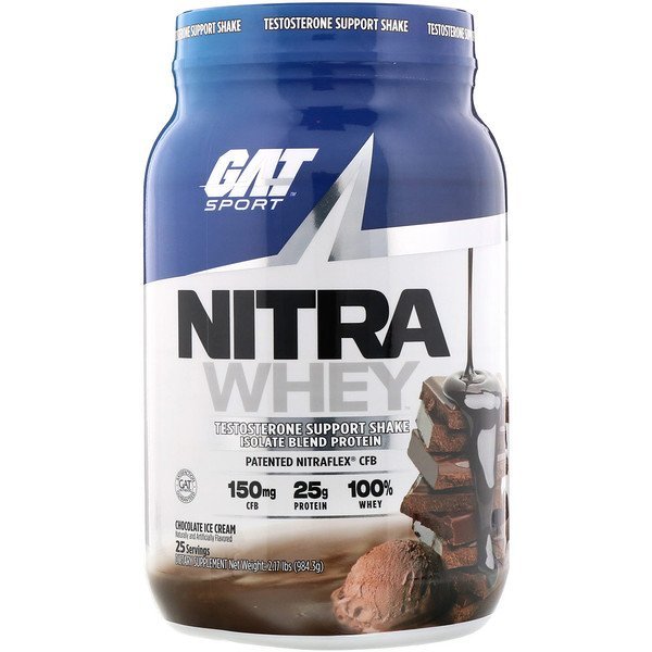 GAT, Nitra Whey, Testosterone Support Shake, Chocolate Ice Cream, 2.17 lb (984.3 g)