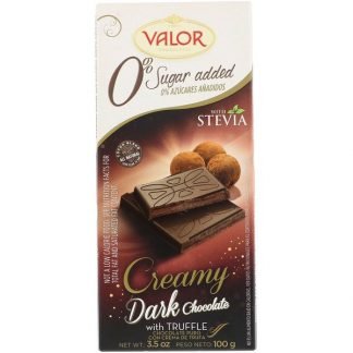 Valor, 砂糖無添加、クリーミーなトリュフ入りのクリーミーなダークチョコレート、3.5 oz (100 g)