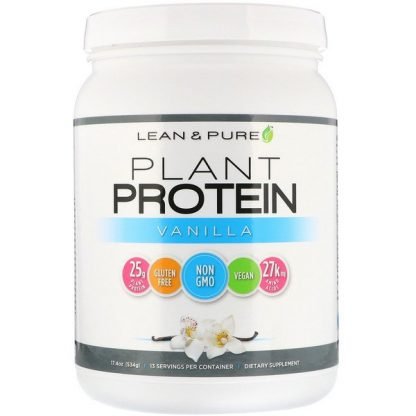 Lean & Pure, 植物性プロテイン、バニラ、534g