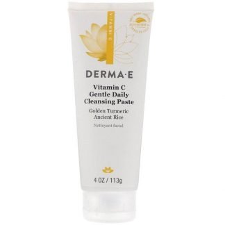 Derma E, ビタミンC、ジェントルデイリークレンジングペースト、ゴールデンウコン古代米、113g（4 oz）