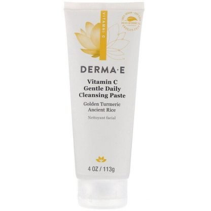 Derma E, ビタミンC、ジェントルデイリークレンジングペースト、ゴールデンウコン古代米、113g（4 oz）