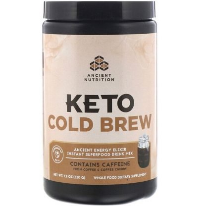 Dr. Axe / Ancient Nutrition, Keto Cold Brew（ケトコールドブリュー）、エンシェントエネルギーエリキシール、220 g（7.8 oz）