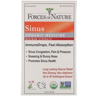 Forces of Nature, 鼻炎、オーガニック医薬品、免疫ドロップ、成分増量タイプ、10 ml（0.34 oz）