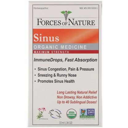 Forces of Nature, 鼻炎、オーガニック医薬品、免疫ドロップ、成分増量タイプ、10 ml（0.34 oz）